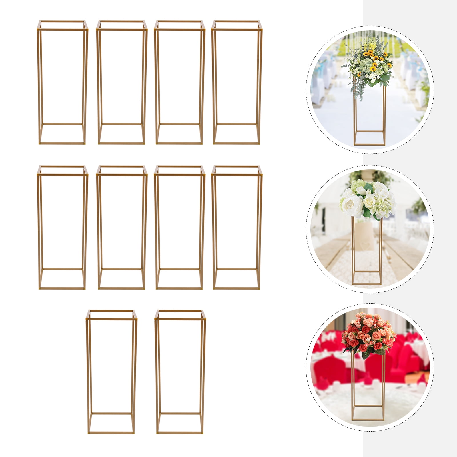 Peakora Wedding Centerpiece Flower Stand, 10PCS Gold Rectangular Floral ...