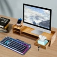 thumbnail image 1 of Peakora Wooden Computer Monitor Stand with Phone Holder Ergonomic Computer Rack with Lockable Drawer Monitor Stand for Homes Schools Offices, 1 of 15