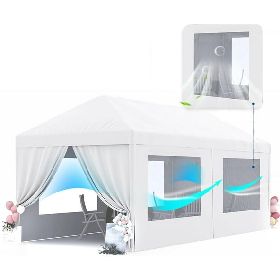 Peaktop Outdoor 10x20ft Heavy Duty Party Tent with Roll-up Ventilated Mesh Windows Canopy Tent for Parties Event Shelter Carpas para Fiestas