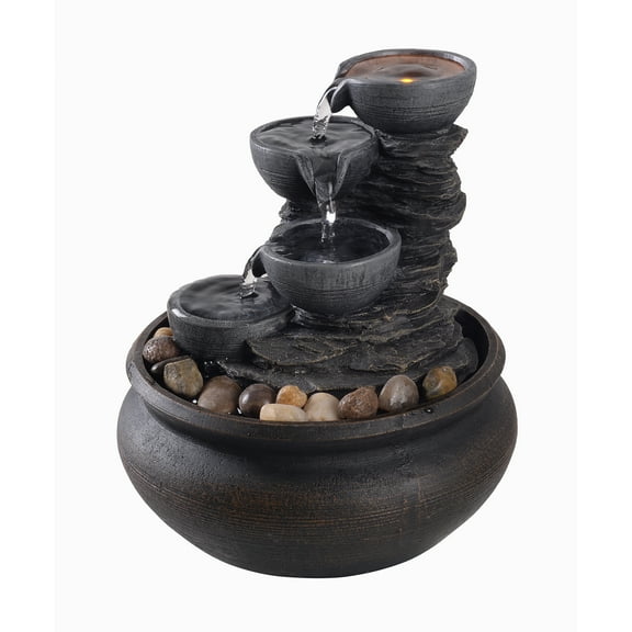 Peaktop - Table top fountain with LED light- Stone Grey