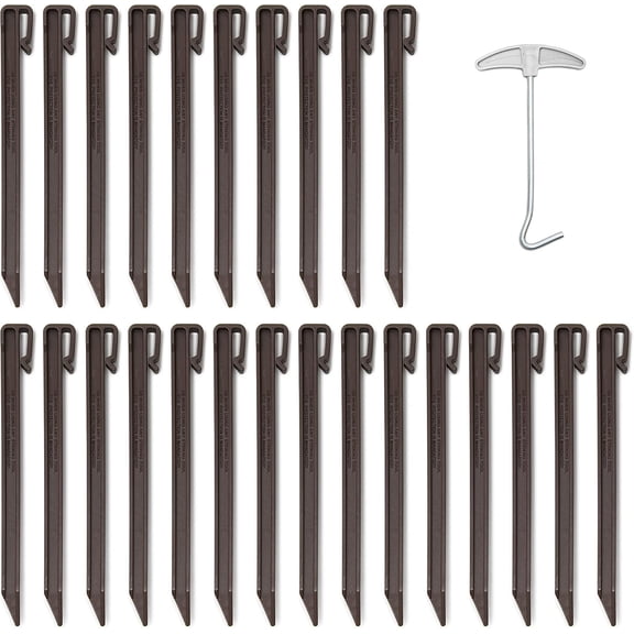 Peakway Supplies 10 in Landscaping Plastic Garden Stakes, 25 Count (Brown)