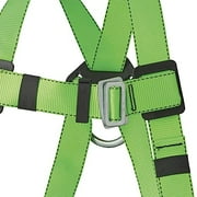 Peakworks Fall Protection Full Body Safety Harness, 5-Point Adjustment with Fall Indicator, Back D-Ring, Grommet Leg Buckles, Hi Vis Green/Black, Universal Fit, V8002200
