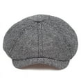 Peaky Blinders Hat Newsboy Flat Cap Herringbone Tweed Wool Baker Boy GatsbyGrey