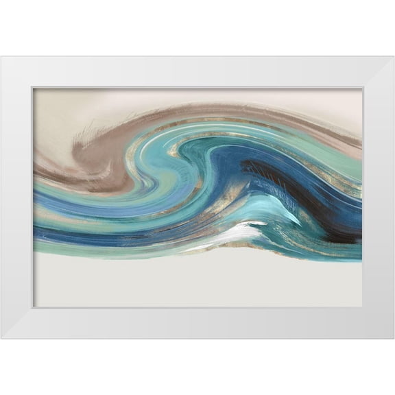 Peal, Emma 32x23 White Modern Wood Framed Museum Art Print Titled - Blue Elements I