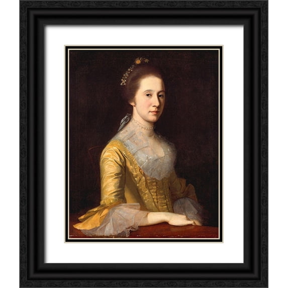 Peale, Charles Willson 20x24 Black Ornate Wood Framed with Double Matting Museum Art Print Titled - Margaret Strachan (Mrs. Thomas Harwood)
