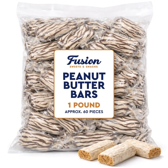 Peanut Butter Bars Candy - 1 Pound (Approx 60 Pieces), Peanut Butter Candy Bars In Bulk Bag, Individually Wrapped Old Fashioned Treats