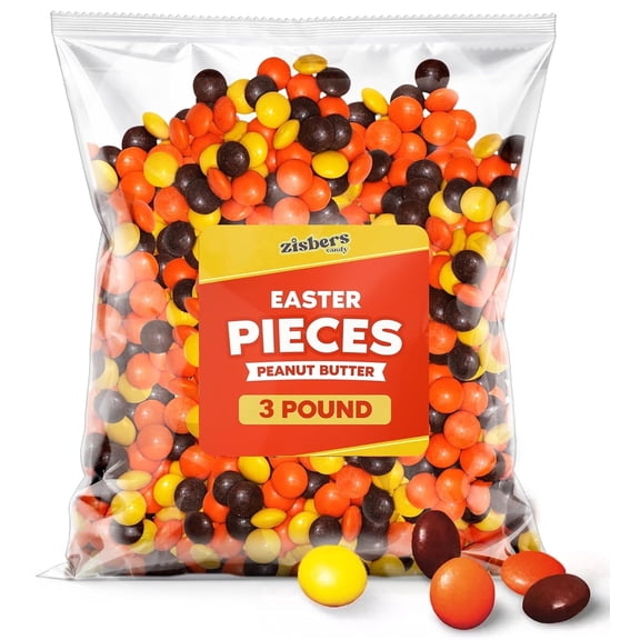 Peanut Butter Chocolate Candy Pieces 3 lb Bulk Bag, Peanut Butter Candy with Chocolate Shell, Colorful Easter Candy for Baskets, Baking & Parties