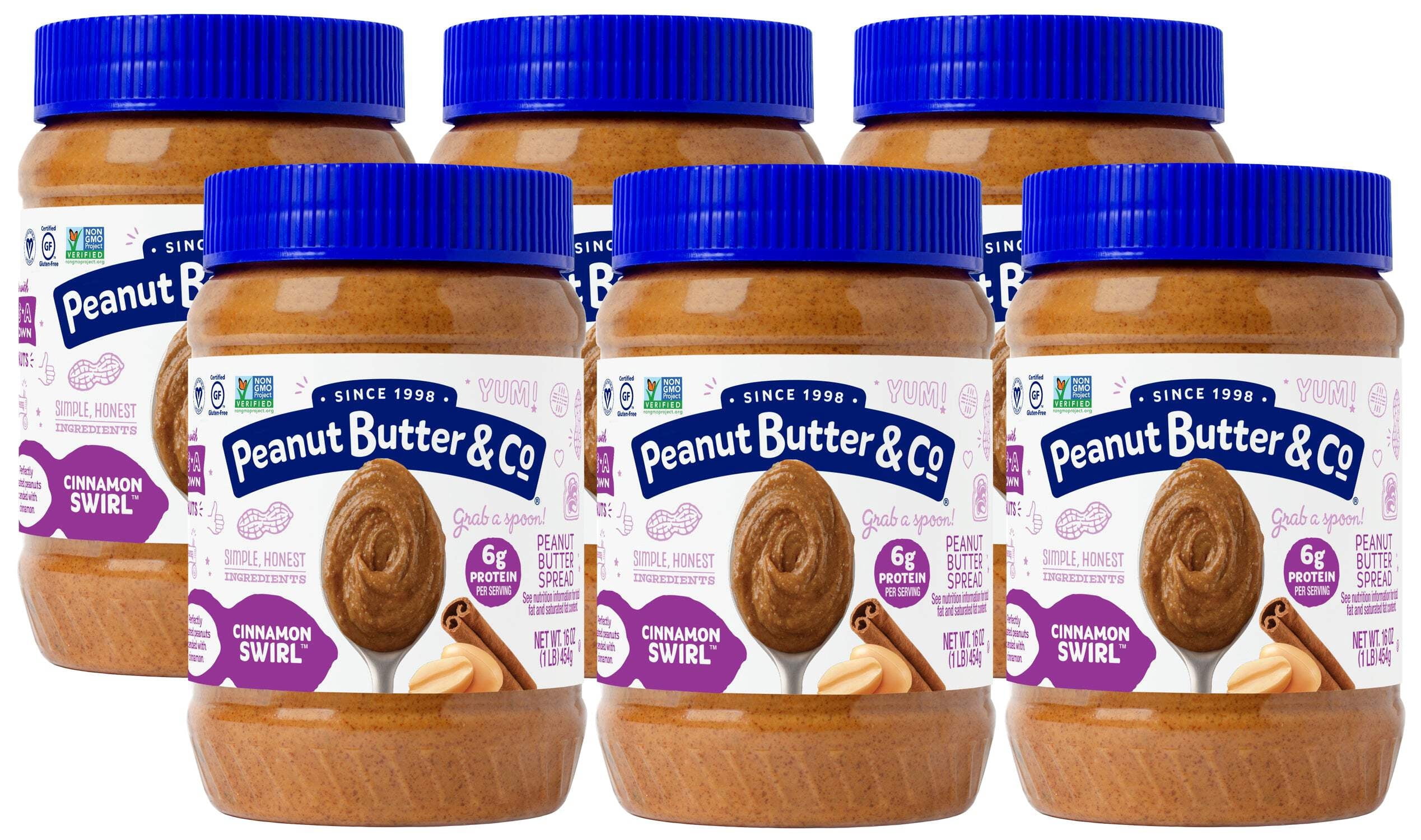 Peanut Butter & Co, Cinnamon Swirl Flavored Peanut Butter Spread, 16 oz, 6 Pack