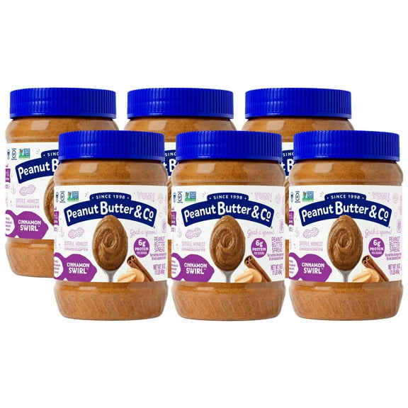Peanut Butter & Co, Cinnamon Swirl Flavored Peanut Butter Spread, 16 oz, 6 Pack
