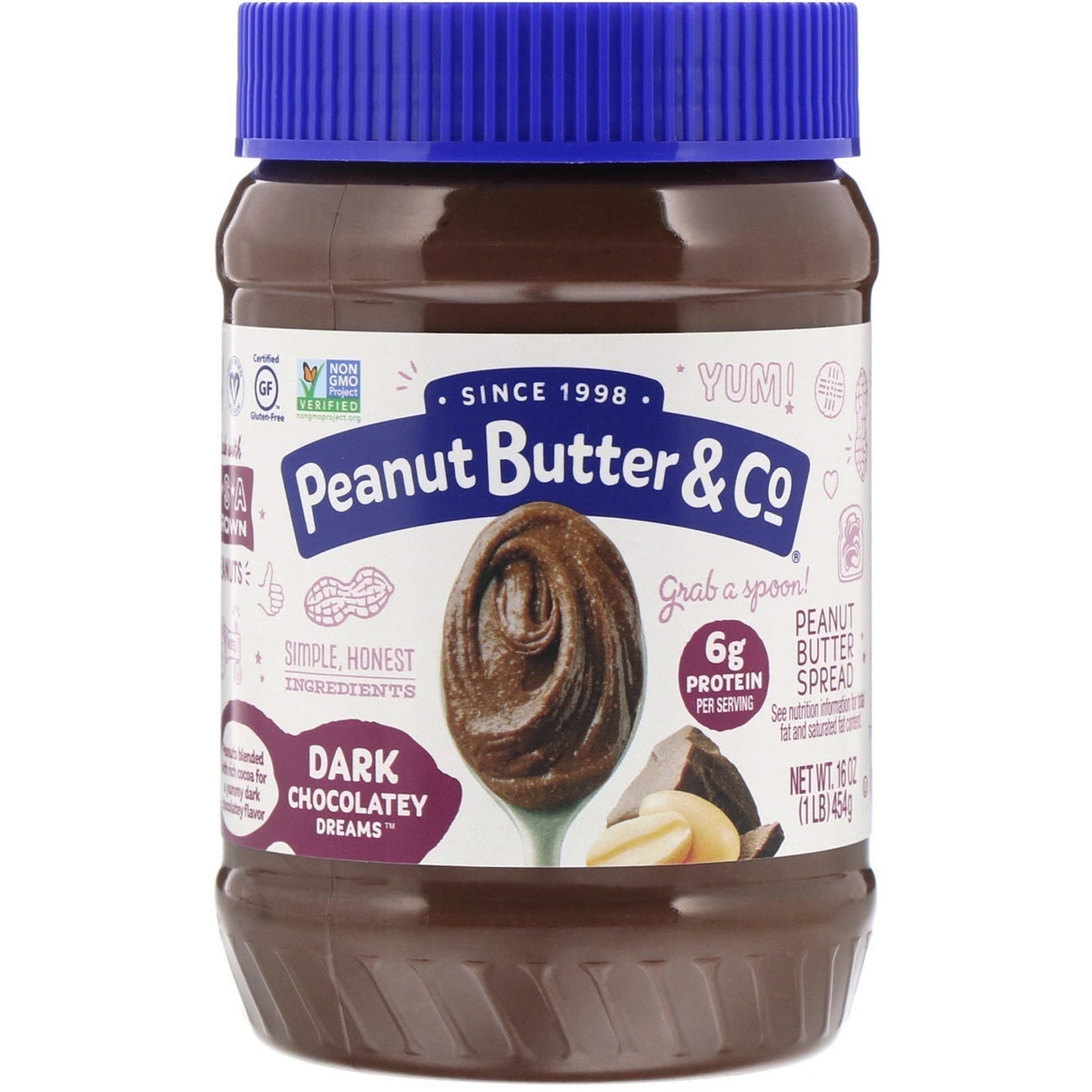 Peanut Butter & Co., Dark Chocolate Dreams Peanut Butter Blended with Rich Dark Chocolate 16 oz Pack of 3