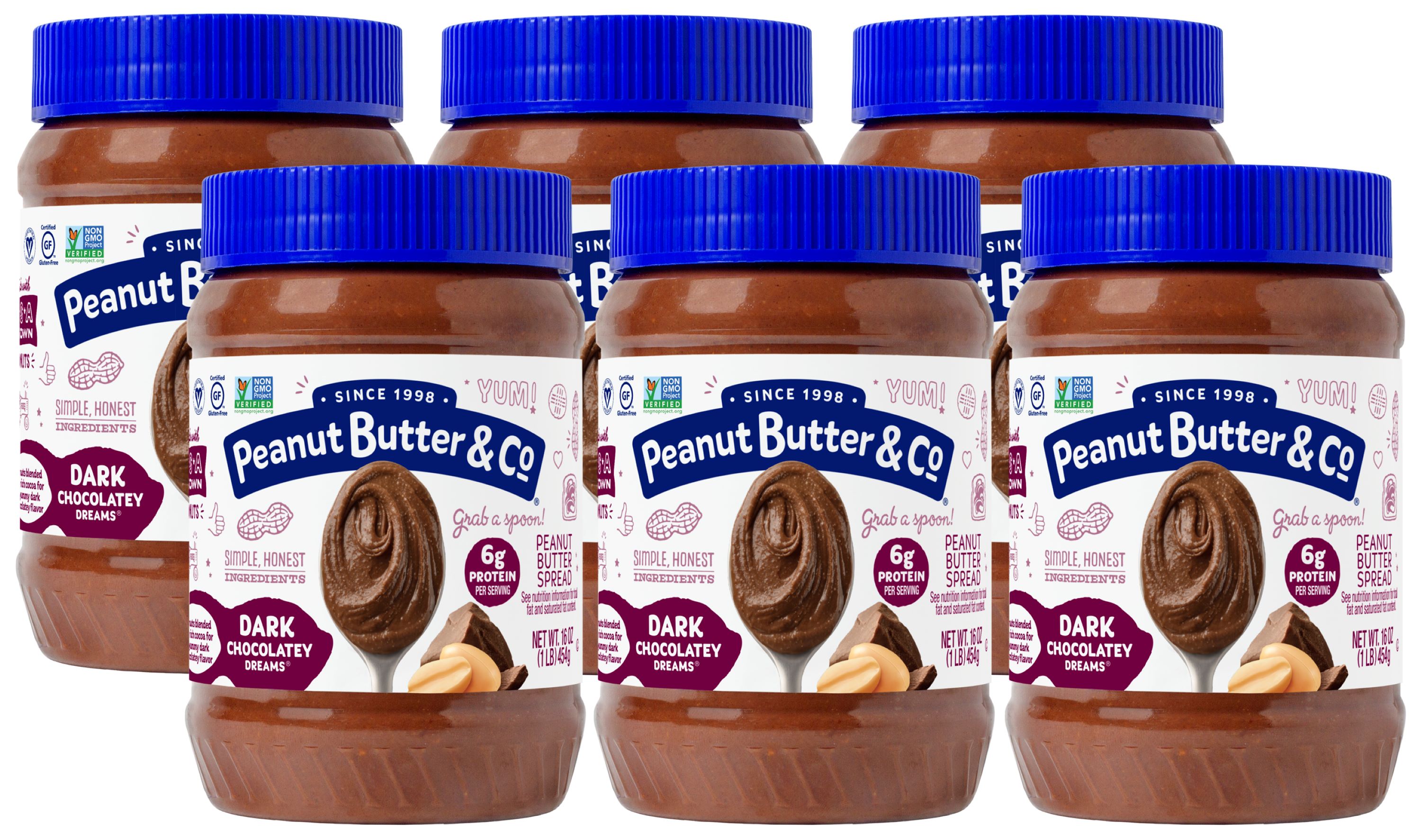 Peanut Butter & Co Dark Chocolate Dreams Peanut Butter, 16 oz, 6 pack
