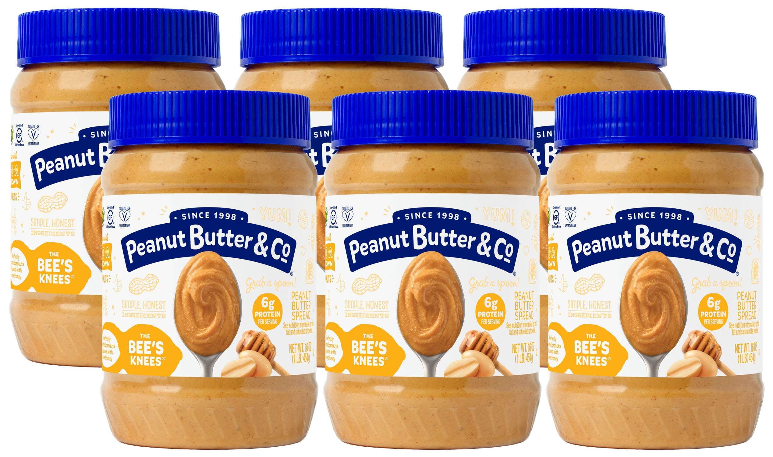 Peanut Butter & Co, The Bee's Knees, Honey Flavored Peanut Butter Spread, 16 oz, 6 Pack