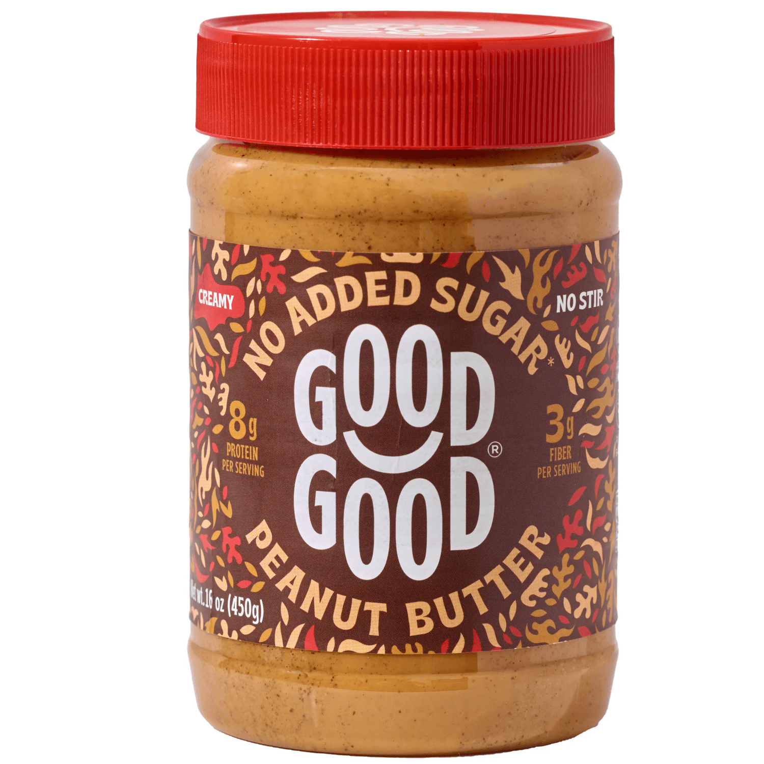 GOOD GOOD Creamy Peanut Butter, No Added Sugar, 16 oz