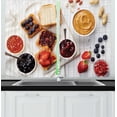 thumbnail image 1 of Peanut Butter Curtains 2 Panels Set, Sandwiches with Peanut Butter Jam and Fresh Fruits on White Wooden Background, Window Drapes for Living Room Bedroom, 55"W X 39"L,Multicolor, by Ambesonne, 1 of 2