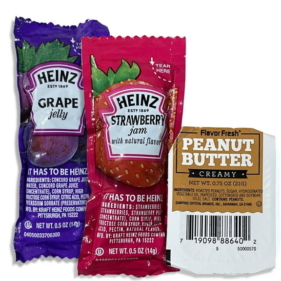 Peanut Butter, Jelly, & Jam Value Pack | 50 Peanut Butter, 25 Jelly, 25 Jam | 100 Total