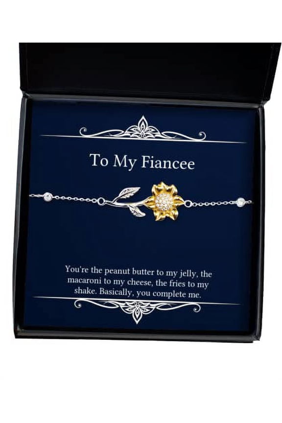 You're The Peanut Butter to My Jelly, The Macaroni to My Cheese. Sunflower Bracelet, Fiancee Present from, New Jewelry for, Wedding, Gift for Bride, Gift for Fiancee, Bridal Shower, Engagement