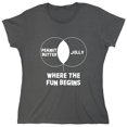 thumbnail image 1 of Peanut Butter Jelly Where The Fun Sarcastic Humor Novelty Funny Women's Casual Tees, 1 of 3