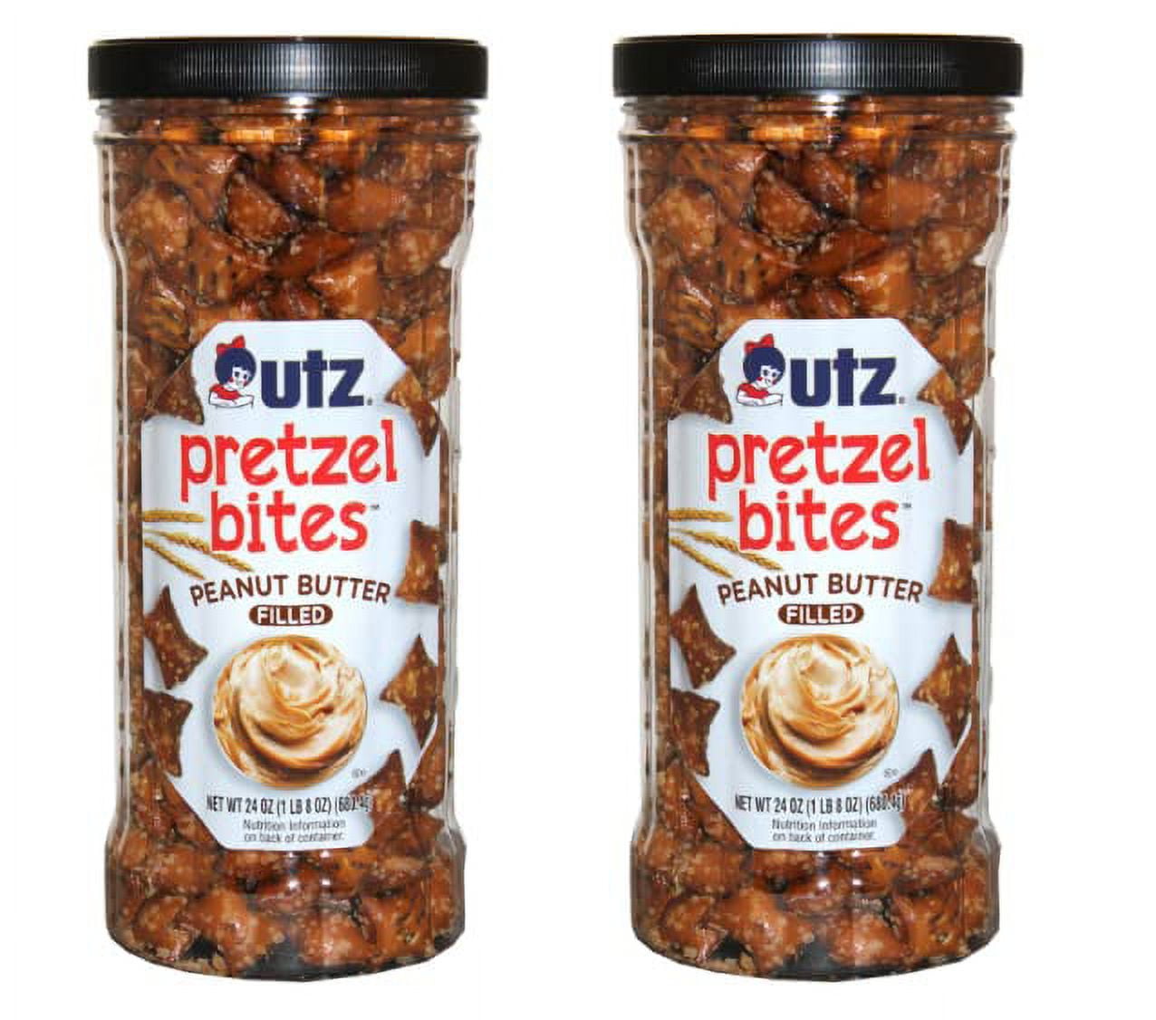 Peanut Butter Pretzel Bites, 24 oz Canister (2 Count) Crunchy Pretzel
