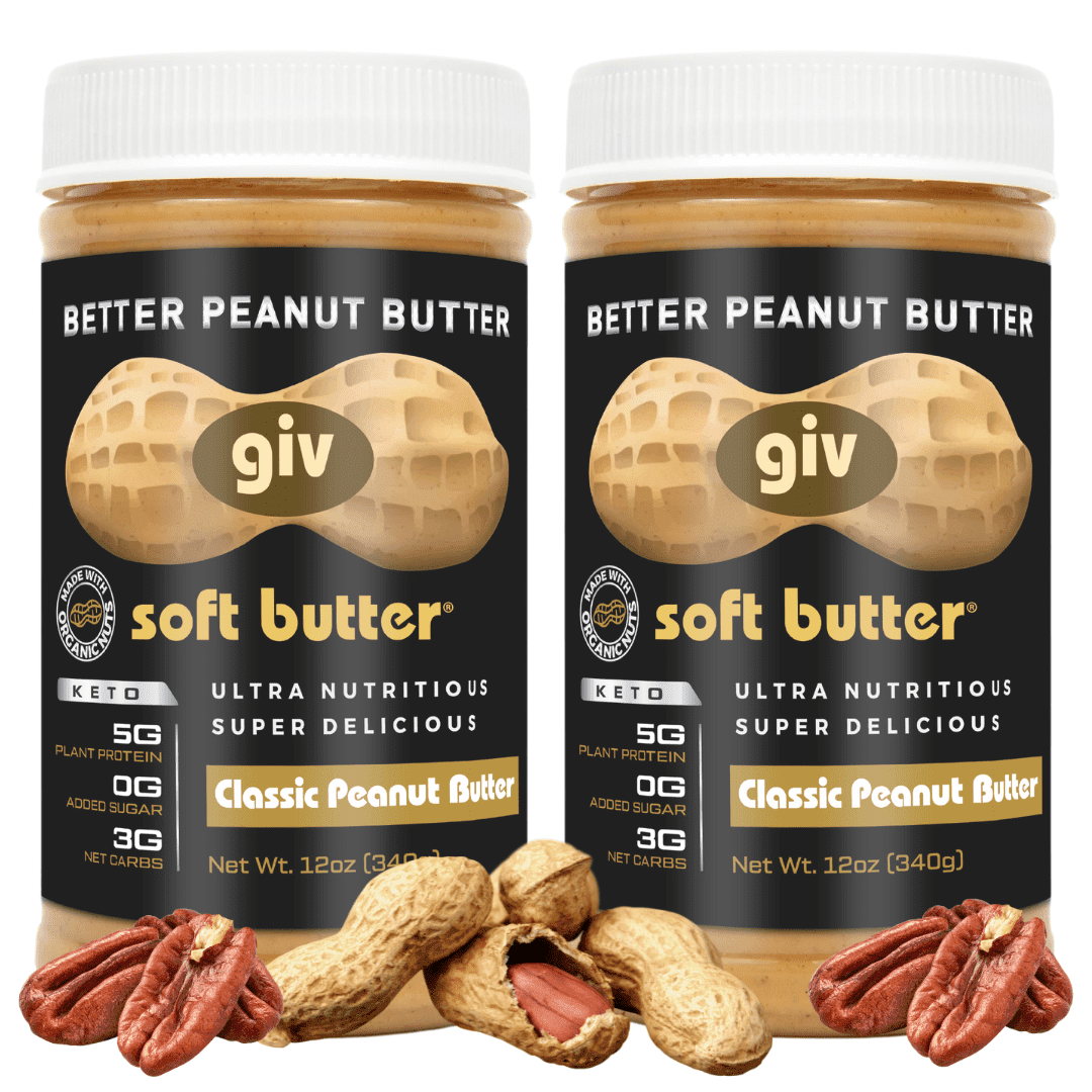 Peanut Butter Reinvented. Organic Peanut Butter 2 Pack All Natural, No Added Sugar, GLP-1 Friendly Low Carb Healthy Snacks for Adults & Kids with MCT Oil for Energy & Focus - Vegan, Keto, Gluten Free