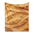 thumbnail image 1 of Peanut Butter Soft Flannel Fleece Throw Blanket, Creamy Peanut Butter Classic American Breakfast Themed Healthy Food Design, Cozy Plush for Indoor and Outdoor Use, 50" x 60", Pale Brown, by Ambesonne, 1 of 6