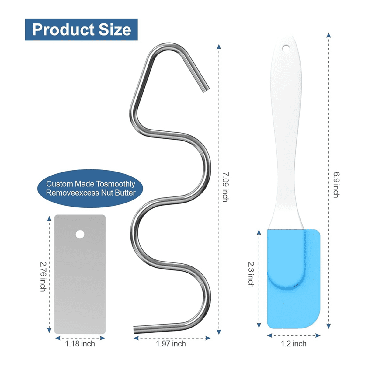 3 Pcs Peanut Butter Stirrer, Stainless Steel Nut Butter