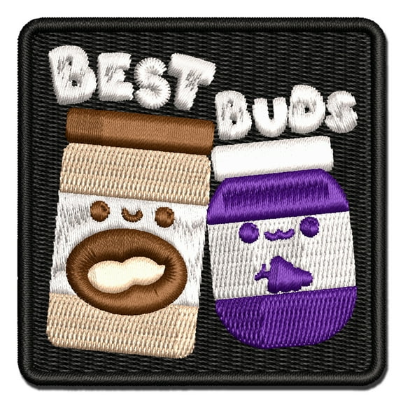 Peanut Butter and Jelly Best Buds Friends Applique Multi-Color Embroidered Hook & Loop Patch - 3 Inch Medium