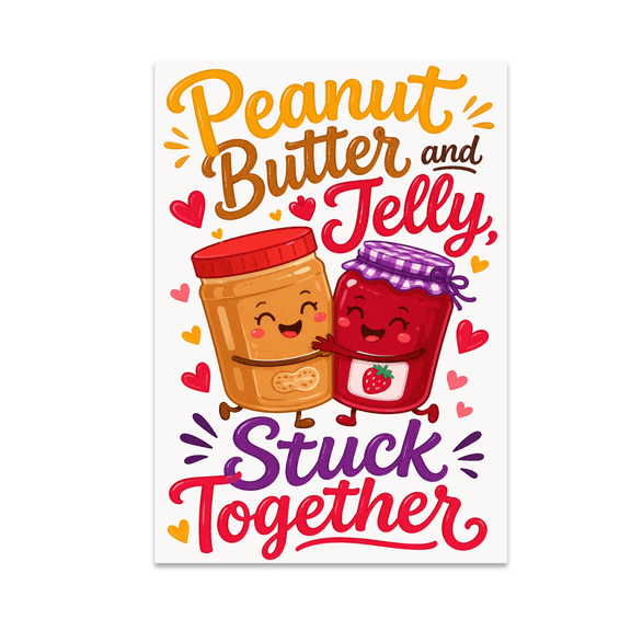 Peanut Butter and Jelly Stuck Together Art - Relationship Decor - 13x19 Poster Print