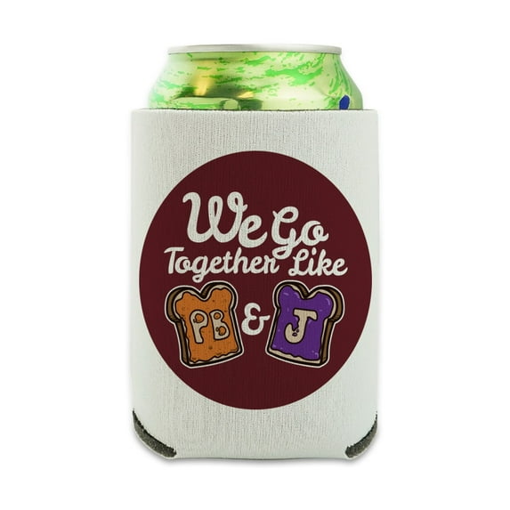 Peanut Butter and Jelly Together PB&J Best Friends Can Cooler - Drink Sleeve Hugger Collapsible Insulator - Beverage Insulated Holder