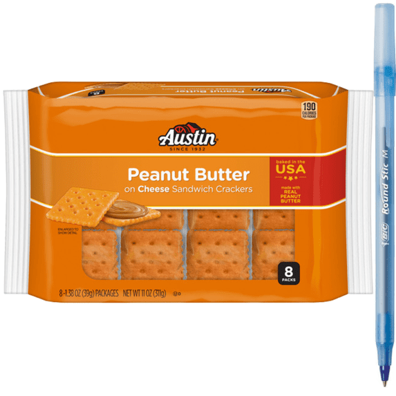 Peanut Butter on Cheese Sandwich Crackers Single Serve 8 Count 1.38 oz