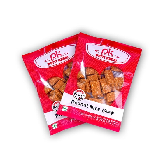 Peanut Nice Candy - Pettikadai koko mittai Pack of 2 | Original Kovilpatti kadalai mittai | Authentic South Indian Sweet | Peanut Crushed Chikki with organic Jaggery - Sweet Snacks