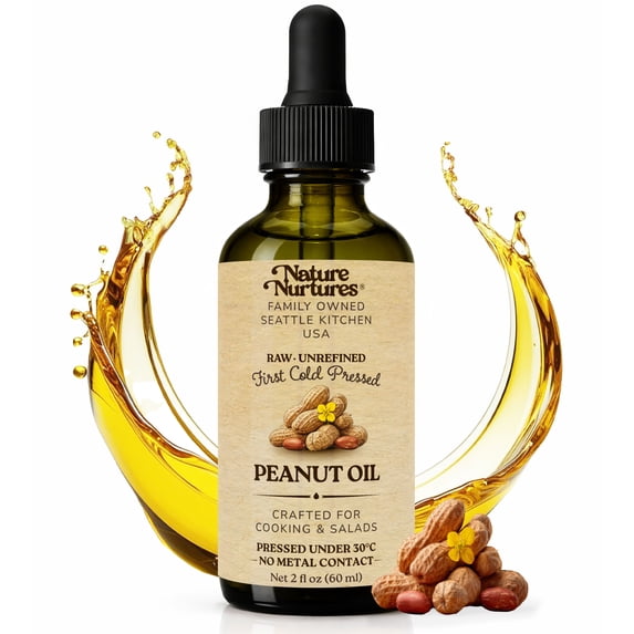 Peanut Oil for Cooking | Raw First Cold Pressed | Single Press Below 30C | Unrefined | Made in USA