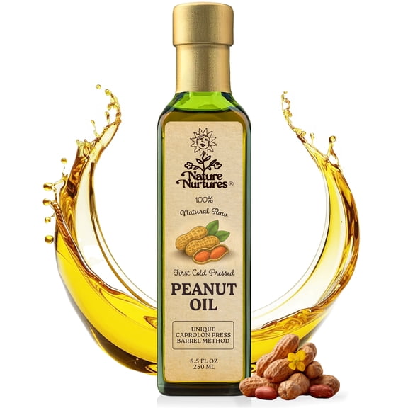 Peanut Oil for Cooking | Raw First Cold Pressed | Single Press Below 30C | Unrefined | Made in USA