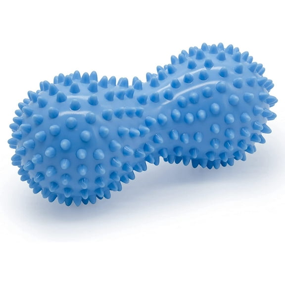 Peanut Shape PVC Hard Spiky Massage Ball Trigger Point Deep Tissue Massaging Hand Foot Massager Roller Ball Tension Muscle Relax - 2 Pack, Purple (Light Blue)
