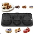 thumbnail image 1 of Peanut Shape Silicone Baking Mold 3 Cavity, Non-Stick Chocolate Candy Cake Mold, Flexible Easy Release Kitchen DIY Tray Black Peanut, 1 of 16