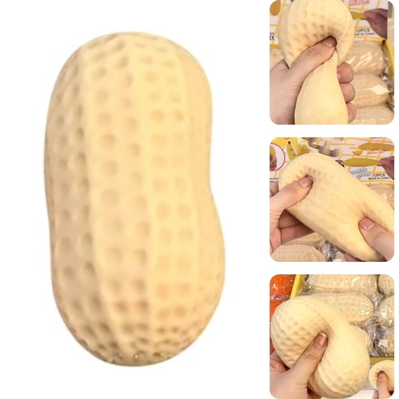 Peanut Stress Ball - Crunchy & Crispy Sensory Squeeze Ball with Buttery-Soft Feel, ASMR Fidget Tool for Adults Anxiety Relief