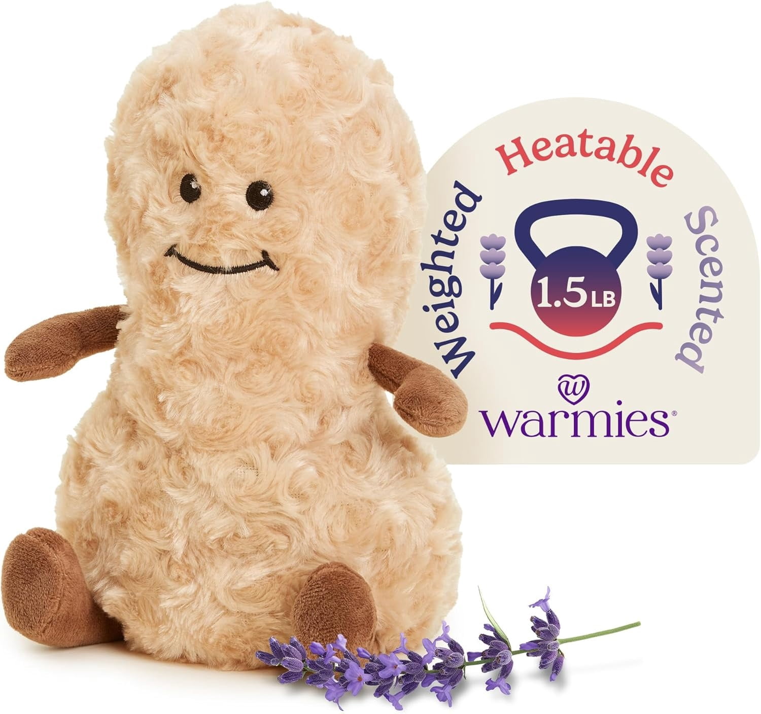 warmies 13" Peanut Stuffed Animal, Microwavable Heated Plushies and Weighted Soft Plush Toys