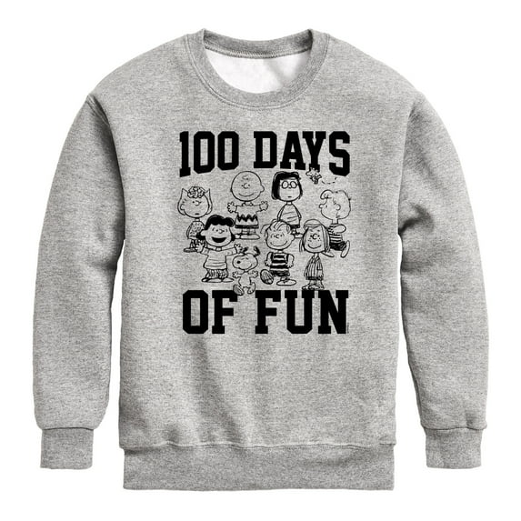 Peanuts - 100 Days Of Fun - Toddler & Youth Crewneck Fleece Sweatshirt