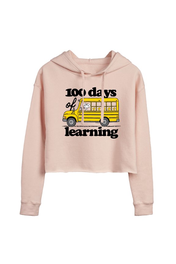 - 100 Days Of Learning - Juniors Cropped Pullover Hoodie