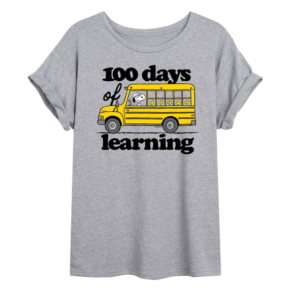 Peanuts - 100 Days Of Learning - Juniors Ideal Flowy Muscle T-Shirt
