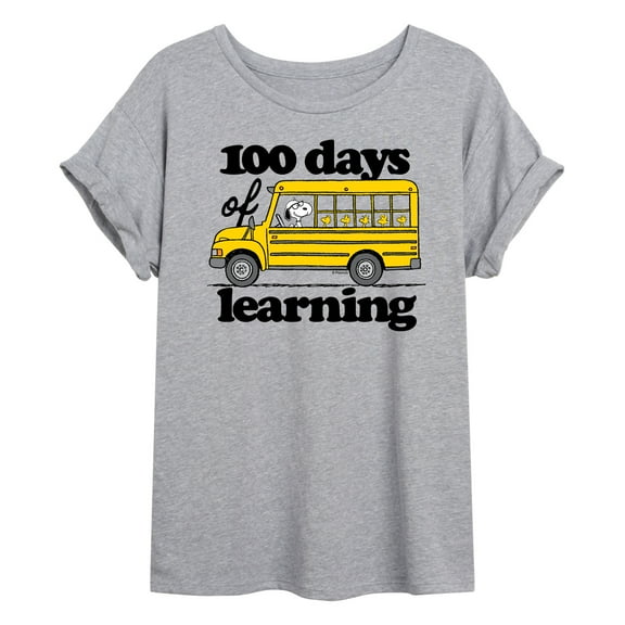 Peanuts - 100 Days Of Learning - Juniors Ideal Flowy Muscle T-Shirt