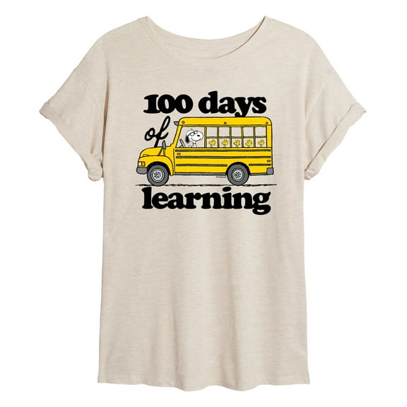 Peanuts - 100 Days Of Learning - Juniors Ideal Flowy Muscle T-Shirt