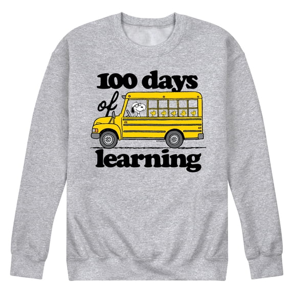 Peanuts - 100 Days Of Learning - Men's Crew Neck Fleece Pullover