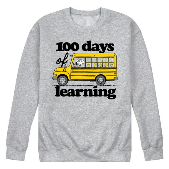 Peanuts - 100 Days Of Learning - Men's Crew Neck Fleece Pullover