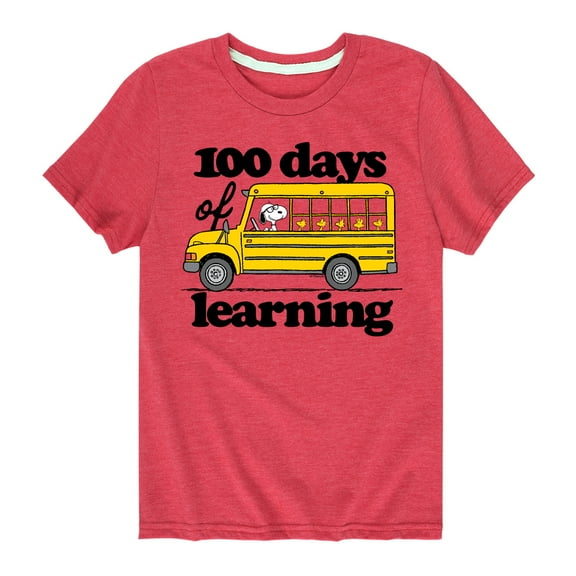 Peanuts - 100 Days Of Learning - Toddler & Youth Short Sleeve Graphic T-Shirt