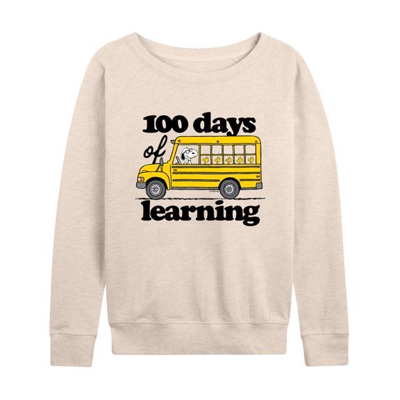 Peanuts - 100 Days Of Learning - Women's Lightweight French Terry Long Sleeve Shirt