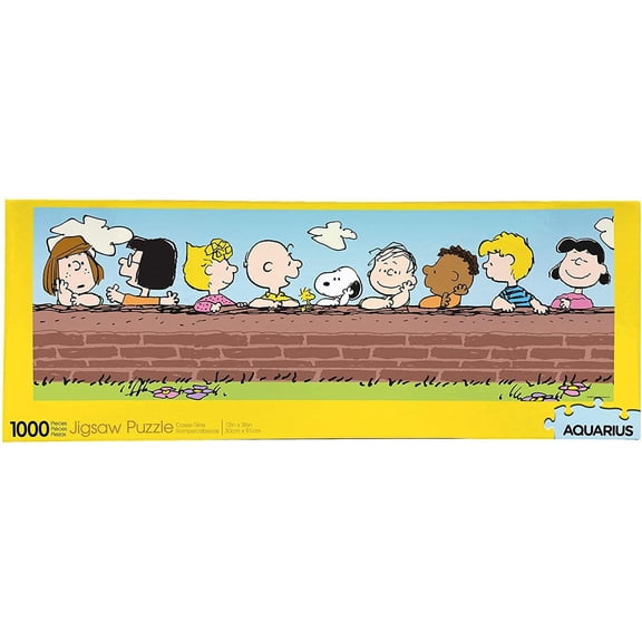 AQUARIUS Charlie Brown Christmas Puzzle Da 1000 Pezzi Formato Slim, Dimensioni Finali 30,5x91,4 Cm, Con Personaggi Dei Peanuts E Albero Di Natale, Licenza Ufficiale