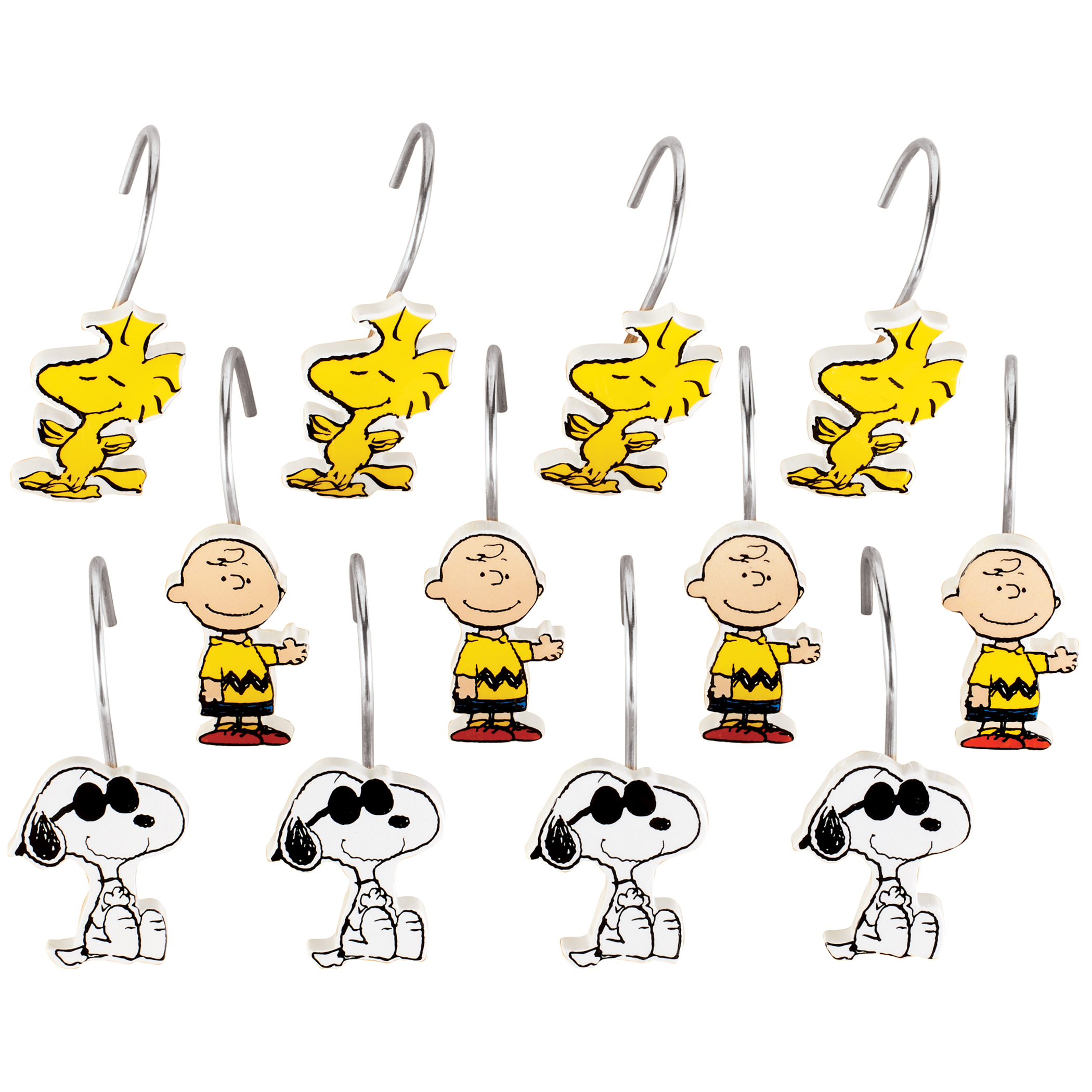 Peanuts 12-Piece Bathroom Shower Curtain Hooks