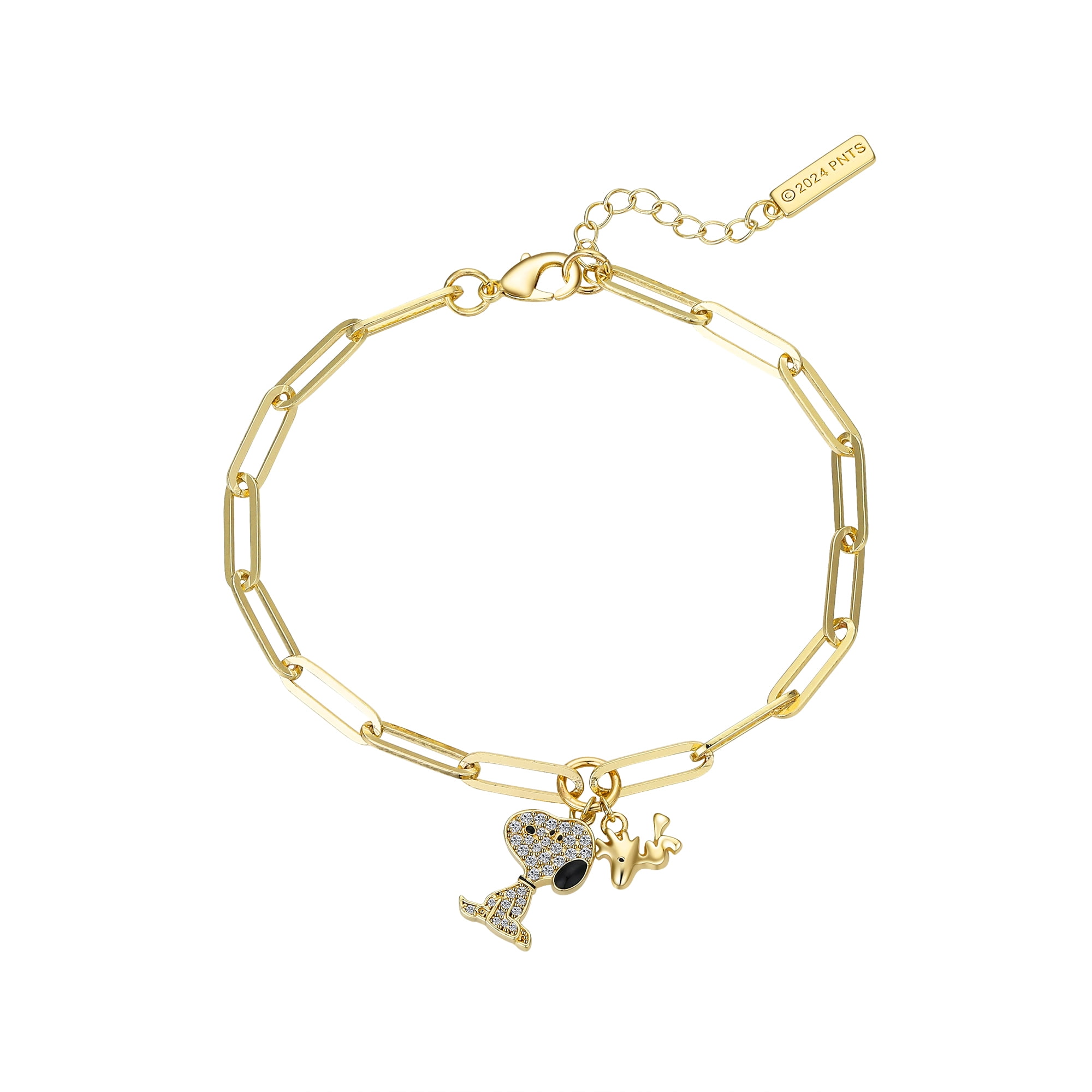 Peanuts 14K Gold Flash Plated Cubic Zirconia Snoopy