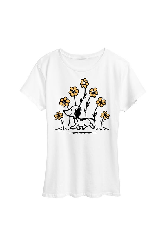 - 1950S Snoopy Flowers - Women's Short Sleeve Graphic T-Shirt