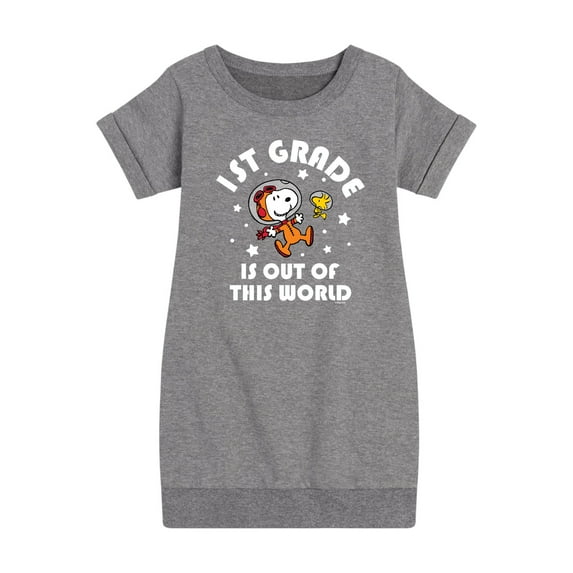 Peanuts - 1st Grade Is Out Of This World - Toddler And Youth Girls Fleece Dress